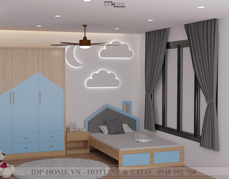 Giường ngủ cho bé trai bé gái hình ngôi nhà GD6806