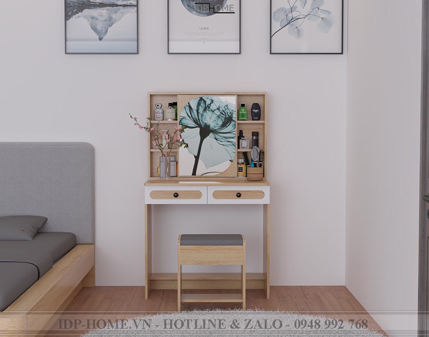 Bàn trang điểm BP6801 gương trượt với chiều dài chung 80cm