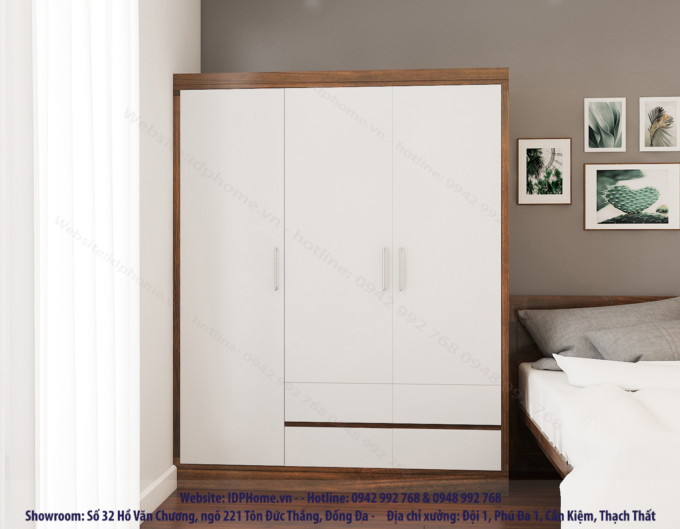 Mẫu tủ áo 3 khoang đẹp tiện dụng