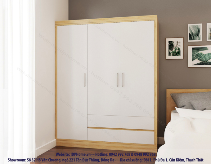 Mẫu tủ áo 3 khoang đẹp tiện dụng
