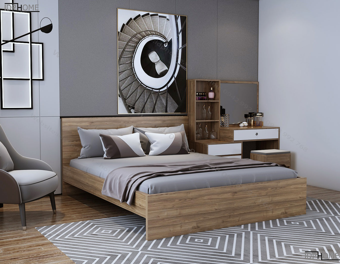 Giường ngủ gỗ công nghiệp giá rẻ GD6809