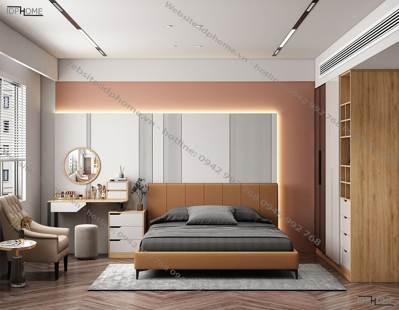 Tư Vấn Thiết kế & bố trí nội thất phòng ngủ 14m2 đẹp mê ly
