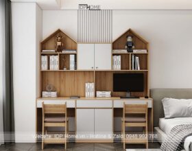 Bàn học đôi có giá sách BH6805