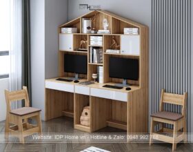 Mẫu bàn học đôi bằng gỗ BH6804