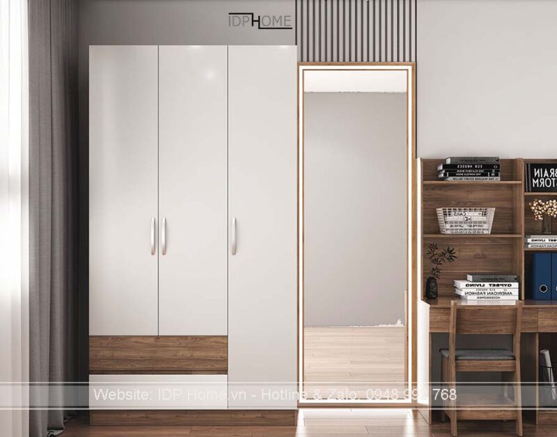 Tủ quần áo TA6802 (3 cánh, kích thước 1200 x 2200 x 550 mm)