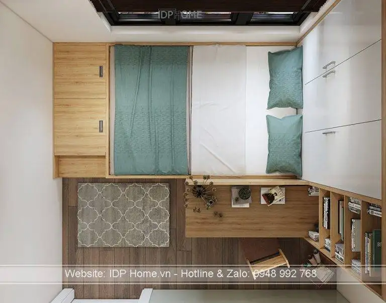 Cách bố trí phòng ngủ 9m2 tiện dụng PB6811