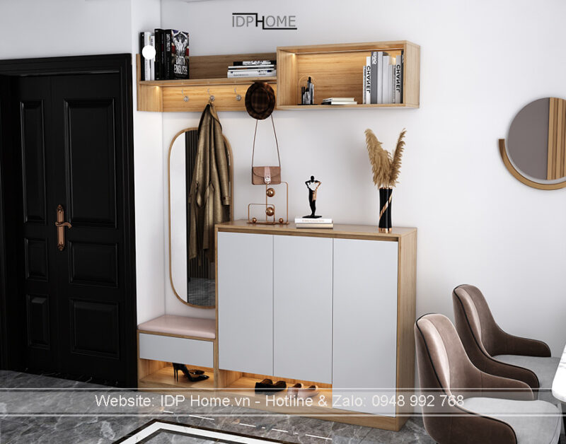 Tủ đựng giày dép hiện đại TG6816 có đôn ngồi