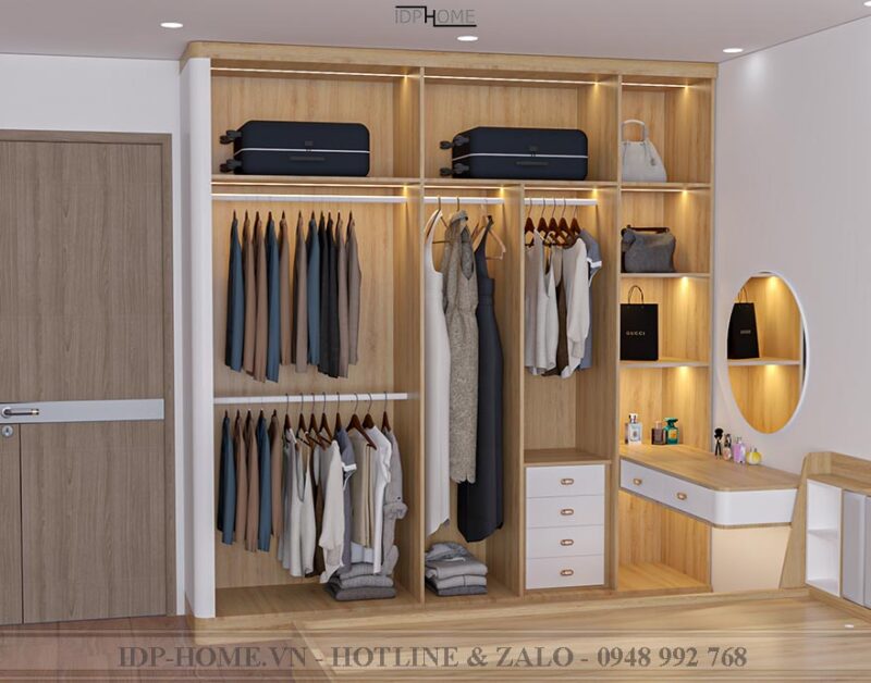 Tủ quần áo kèm bàn trang điểm đẹp sang trọng TA6826