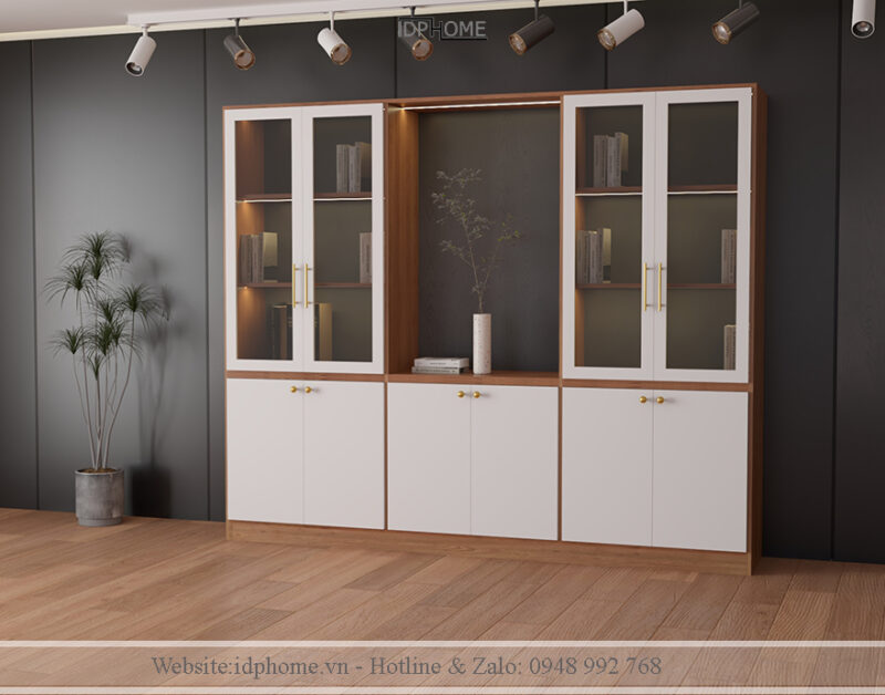 Tủ gỗ đựng tài liệu, hồ sơ văn phòng TL6809 (cánh kính)