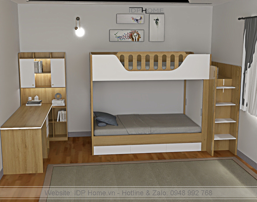 Giuong 2 tang ket hop tu quan ao GT6830 1