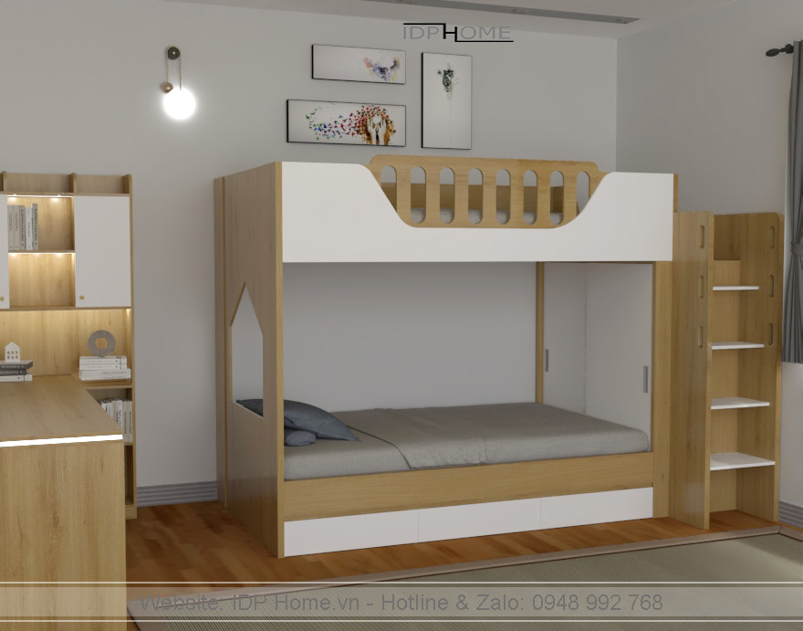 Giuong tang ket hop tu quan ao va ban hoc GT6830 1