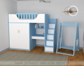 Giường tầng kết hợp tủ quần áo và bàn học GT6835