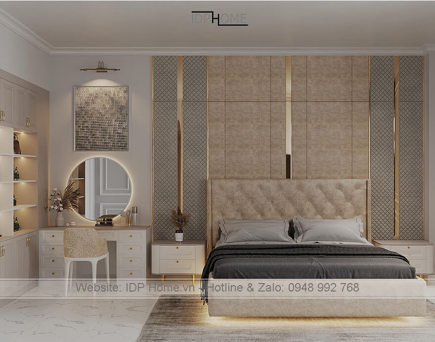 Thiết kế nội thất biệt thự hiện đại tân cổ điển 2 Thiet ke noi that phong ngu biet thu sang trong VL6801
