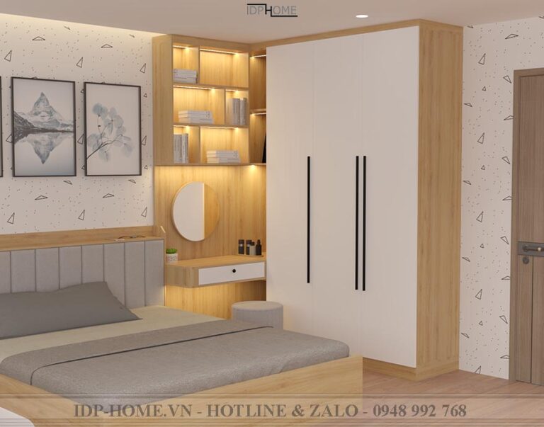 Tủ quần áo đa năng kết hơp bàn trang điểm bàn làm việc hiện đại TA6837
