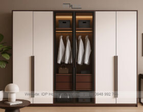 Thiết kế thi công nội thất nhà phố 9 Tủ quần áo gỗ cánh kính TA6834