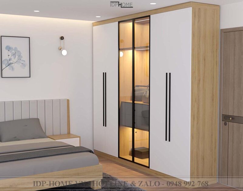 Tủ quần áo gỗ công nghiệp cánh kính TA6834
