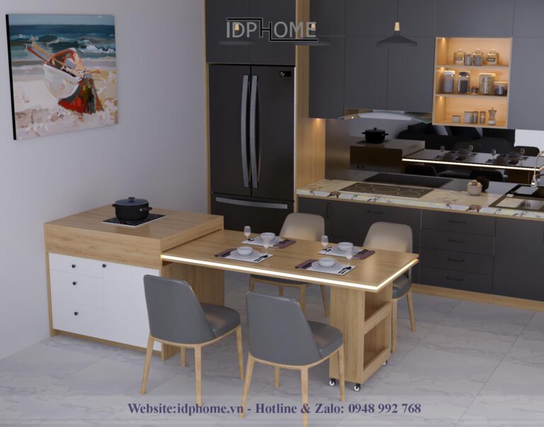 Bàn đảo thông minh kết hợp bàn ăn BD6817