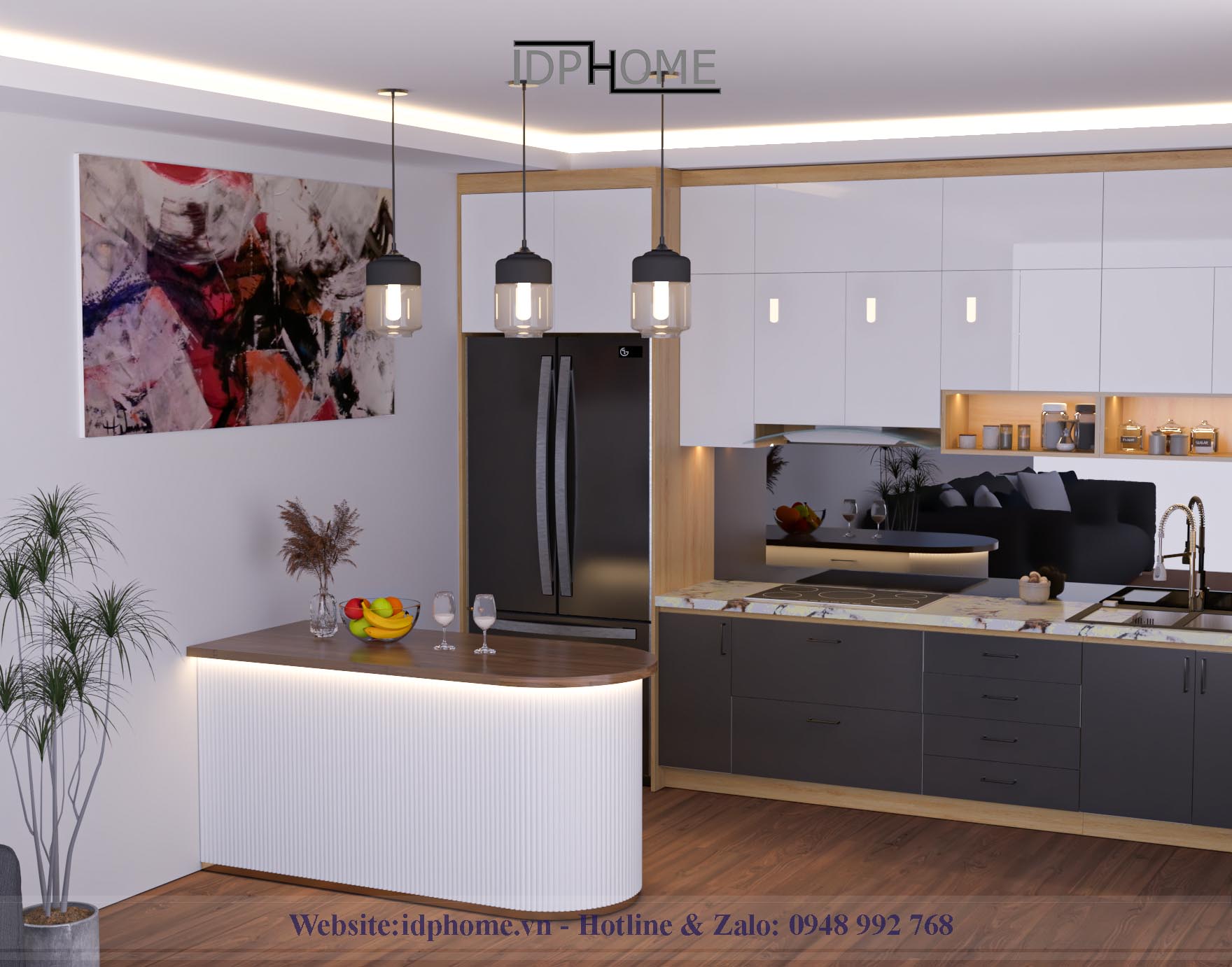 Quầy bếp BD6819 được thiết với mặt bàn bo cong cạnh tinh tế giúp đảm bảo an toàn