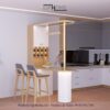 Quầy bar bếp hiện đại BD6811 kèm tủ rượu (thiết kế kịch trần, LED hắt sáng ấn tượng)