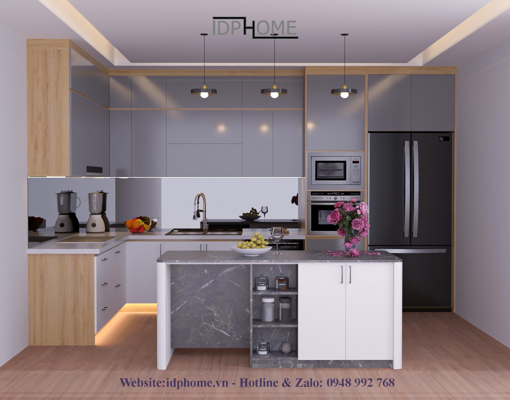 Mẫu bàn đảo kết hợp bàn ăn BD6812