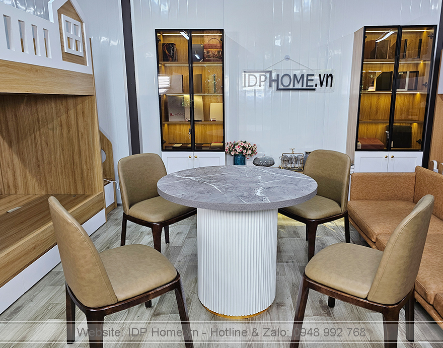 Mẫu bàn ăn tròn đẹp hiện đại BA6811 8 Ban an tron bang go BA6811