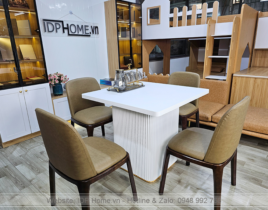 Mẫu bàn ăn hình vuông 4 ghế BA6812 8 Ban an vuong 4 ghe BA6812