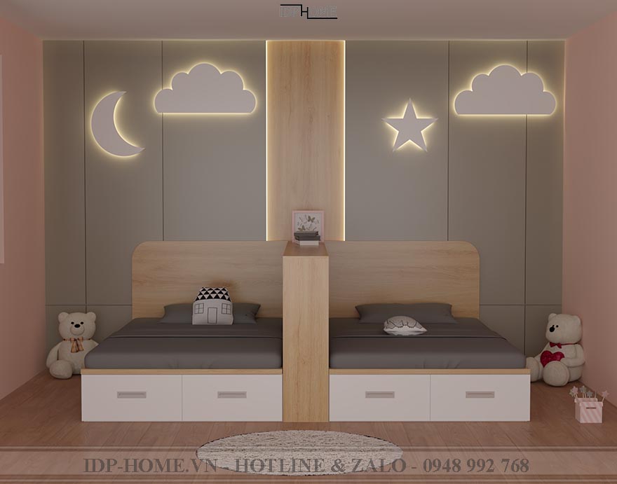 Giường đôi trẻ em cho 2 bé