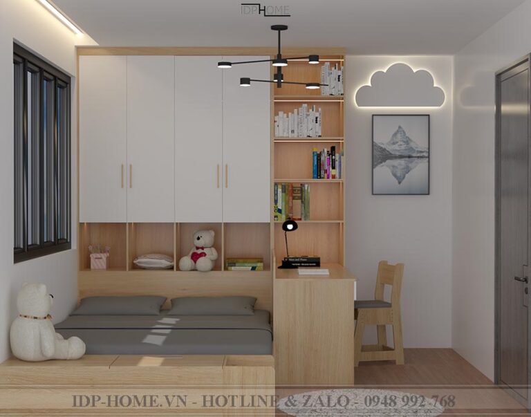 Giường kèm tủ quần áo bàn học cho bé GD6813