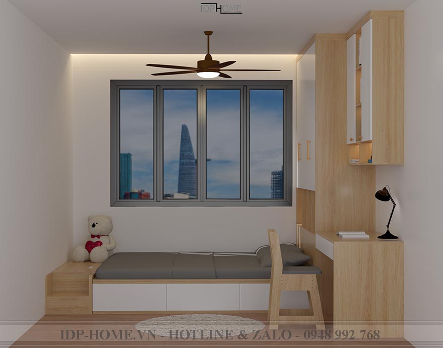 Giường liền tủ quần áo bàn học cho bé 