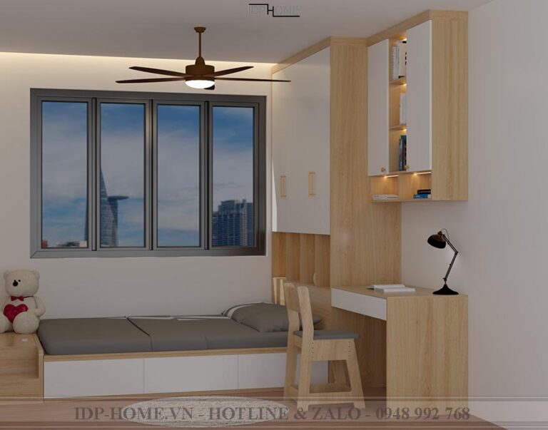 Giường liền tủ quần áo bàn học cho bé GD6812