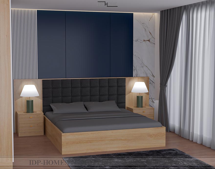 Giường ngủ bọc vải hiện đại GD6830 đơn giản , sang trọng
