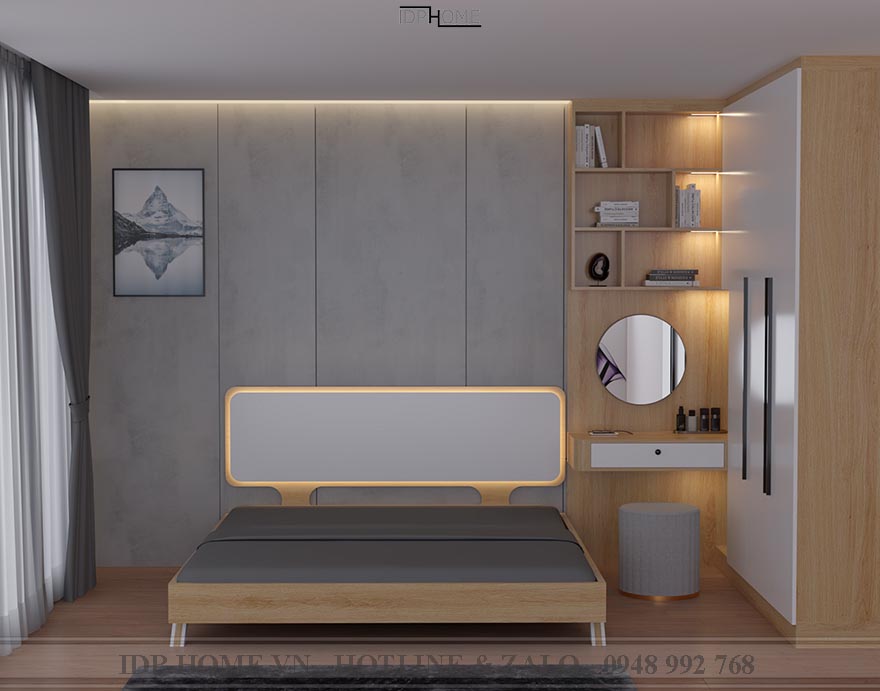 Giường ngủ gỗ công nghiệp có chân GD6822
