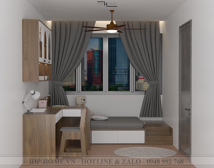 Giường ngủ kết hợp bàn học cho bé