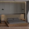 Giường kiểu Nhật đẹp GD6838 với đầu giường bọc đệm da êm ái
