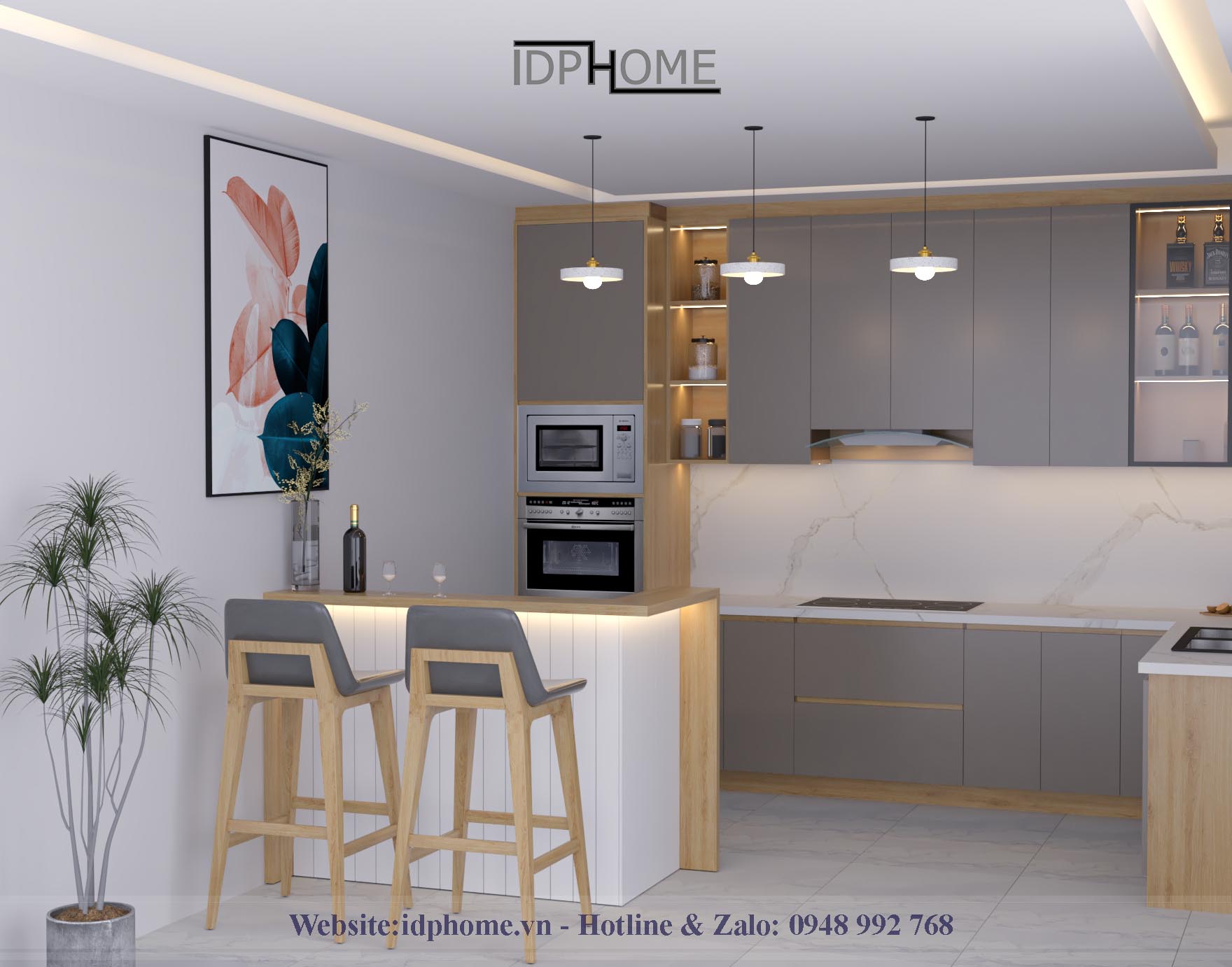Bar phòng bếp BD6809 gỗ MDF lõi xanh Mekong