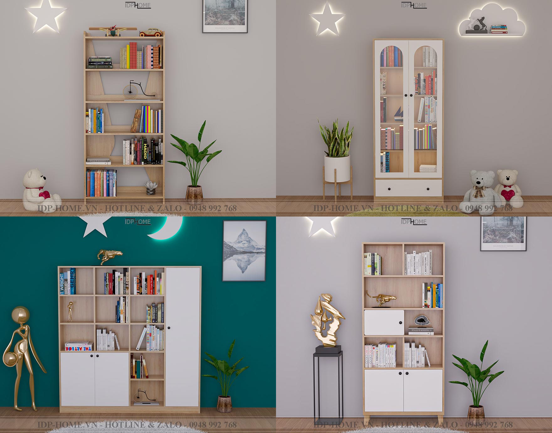 So sánh tủ sách gỗ MDF lõi xanh chống ẩm và tủ sách gỗ tự nhiên