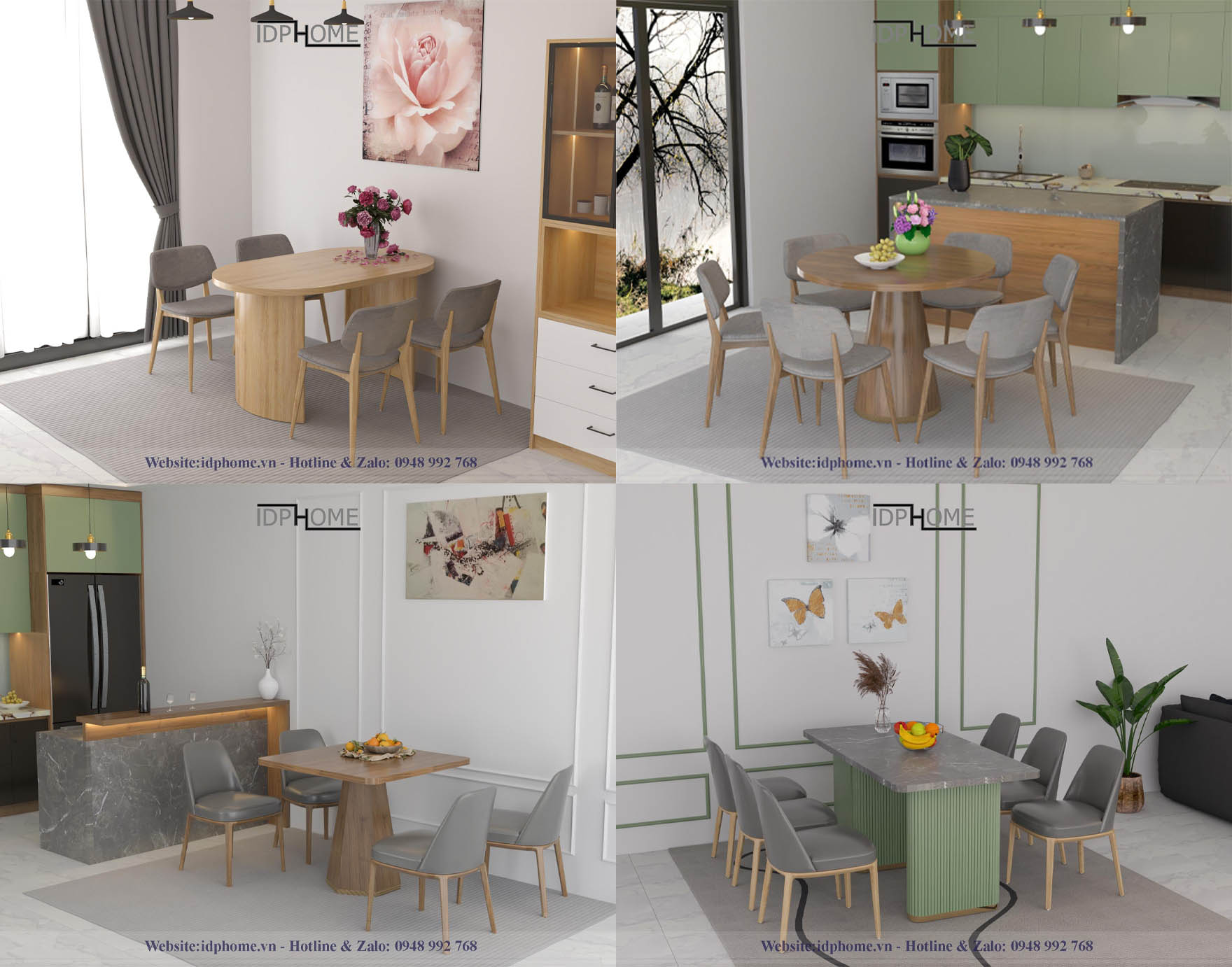 Cách chọn bàn ăn tròn, vuông, chữ nhật hay oval theo diện tích và số người sử dụng
