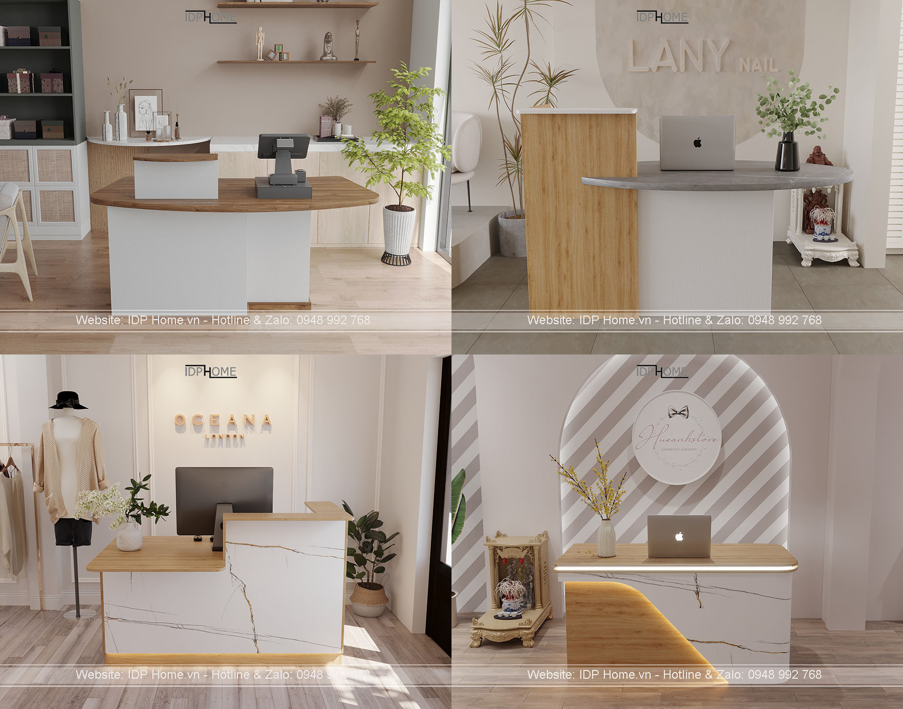 Mẫu quầy lễ tân đẹp, hiện đại cho Spa, Shop, nhà hàng, văn phòng công ty