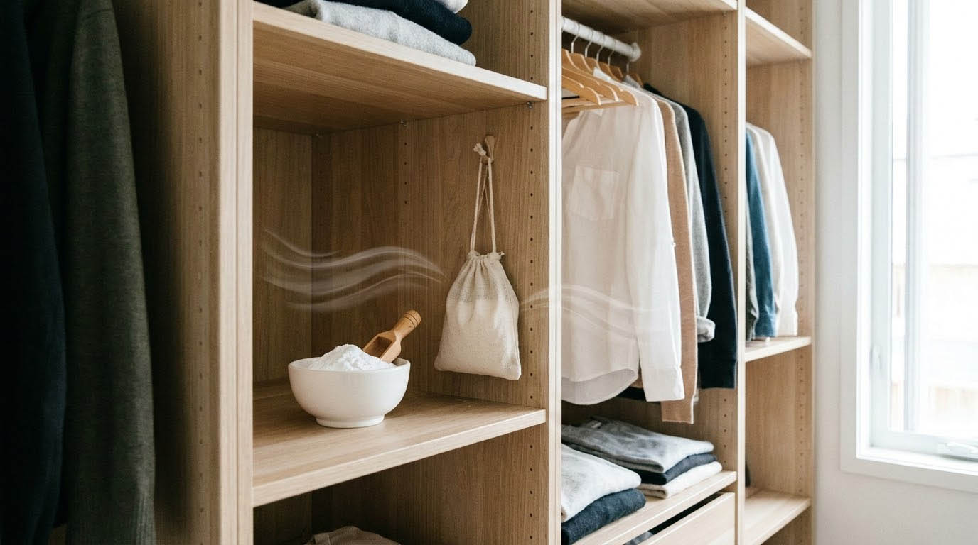 Dùng baking soda để hút mùi trong tủ quần áo