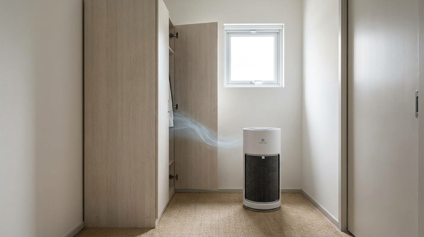 Dùng máy lọc không khí để khử mùi tủ quần áo